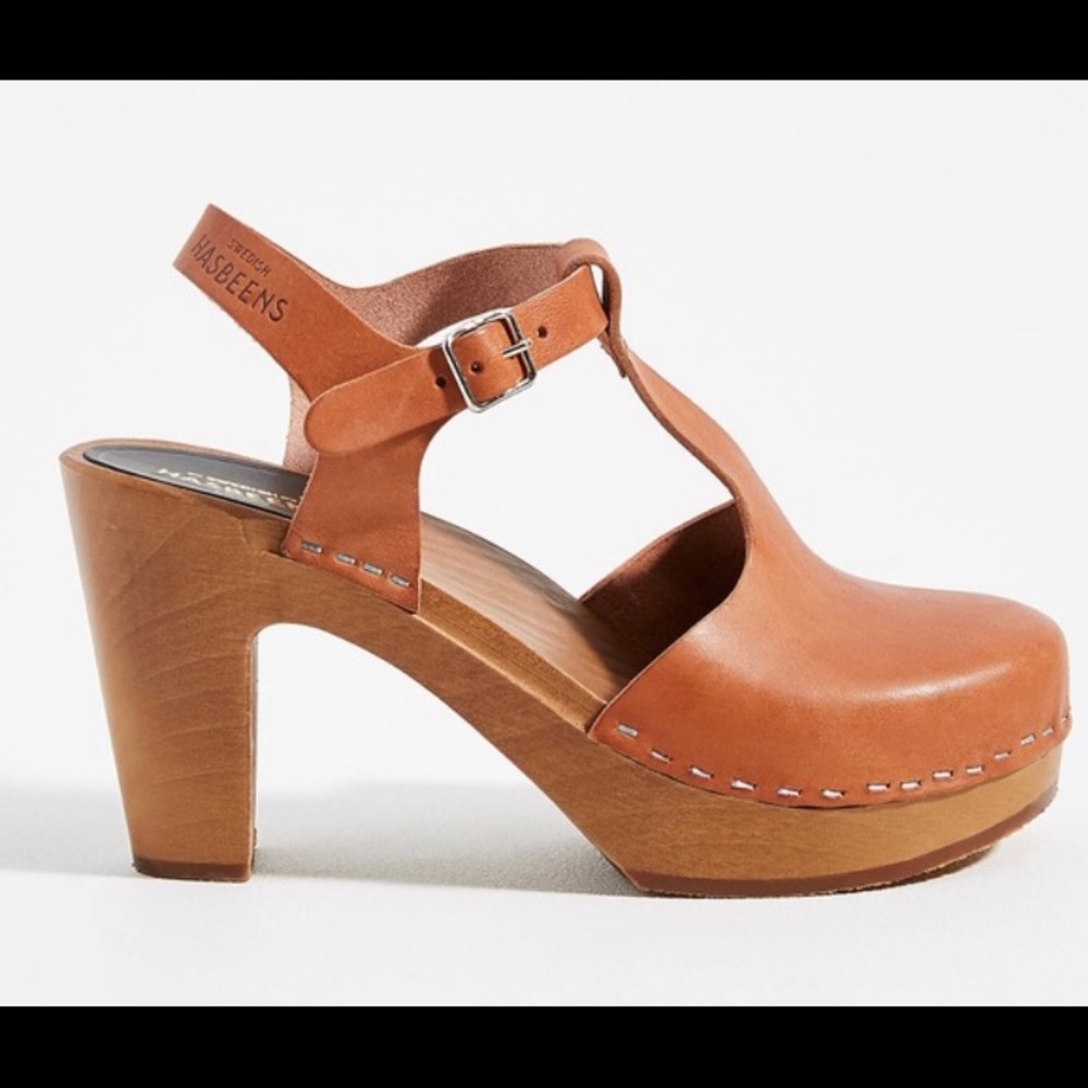 Swedish Hasbeens T-Strap Sky High Clog Sandals